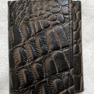 Brazilian Brown Genuine Leather Trifold Wallet Crocodile Skin 💸